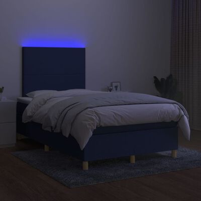 vidaXL Boxspringbett mit Matratze & LED Blau 120x200 cm Stoff
