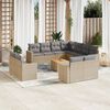 vidaXL 12-tlg. Garten-Sofagarnitur mit Kissen Beige Poly Rattan