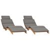 vidaXL Sonnenliegen 2 Stk. mit Auflagen Massivholz Teak