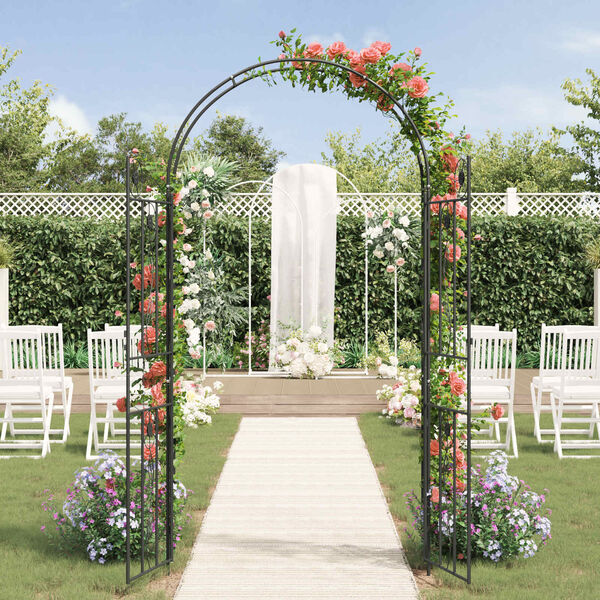 vidaXL Gartenbogen Uni Schwarz 115 x 37 x 226 cm