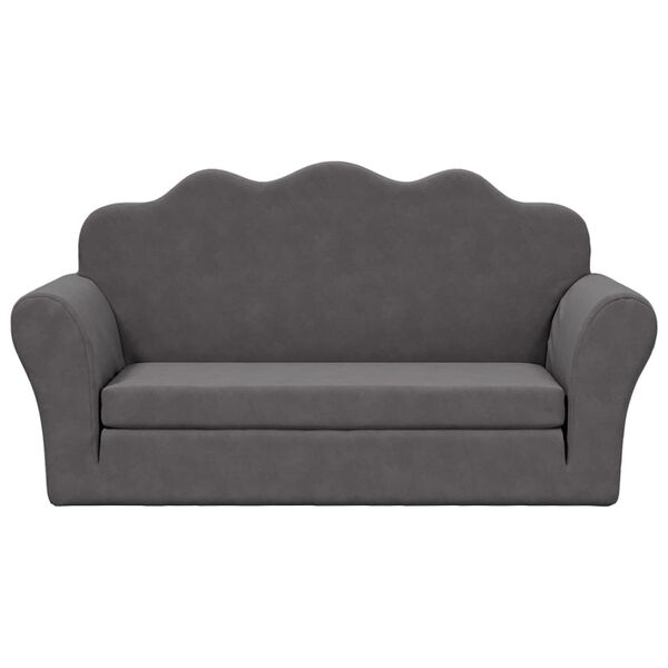 vidaXL 2-Sitzer Schlafsofa f&uuml;r Kinder Anthrazit Weicher Pl&uuml;sch