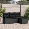 vidaXL Sofa Set mit Kissen 4 pcs Schwarz Poly-Rattan