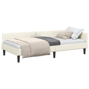 vidaXL Eckbettgestell Creme 100 cm x 200 cm SamtundSperrholz