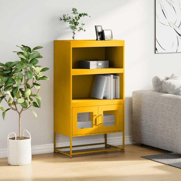 vidaXL Highboard Senfgelb 68x39x123 cm Stahl