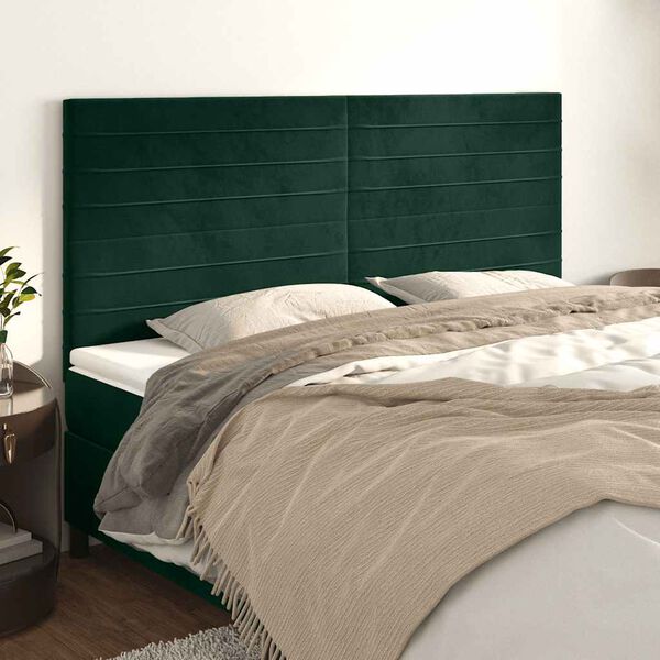 vidaXL Kopfteil Dunkelgr&uuml;n 160x5x118/128 cm Samt