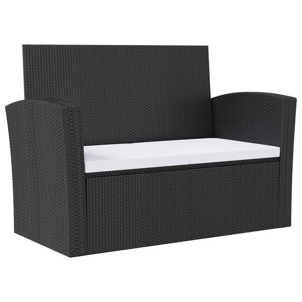 vidaXL 16-tlg. Garten-Lounge-Set mit Kissen Poly-Rattan Schwarz
