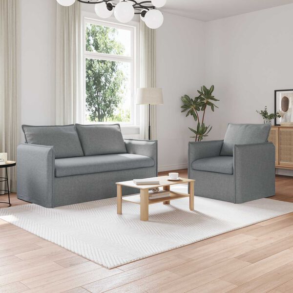 vidaXL Sofa Set 2 pcs Hellgrau 196 x 82 x 85 cm Stoff