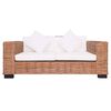 vidaXL 3-tlg. Sofagarnitur mit Auflagen Natur Rattan