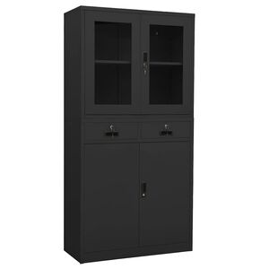 vidaXL B&uuml;roschrank Anthrazit 90x40x180 cm Stahl geh&auml;rtetes Glas