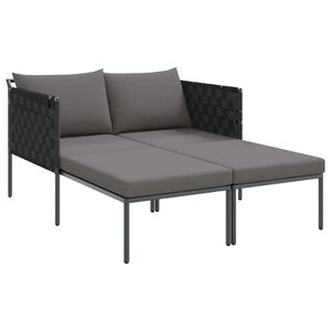 vidaXL Sonnenliege mit Kissen 2-Person Anthrazit 153 x 115 x 69,5 cm