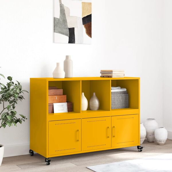 vidaXL Sideboard Senfgelb 100,5x39x72 cm Stahl