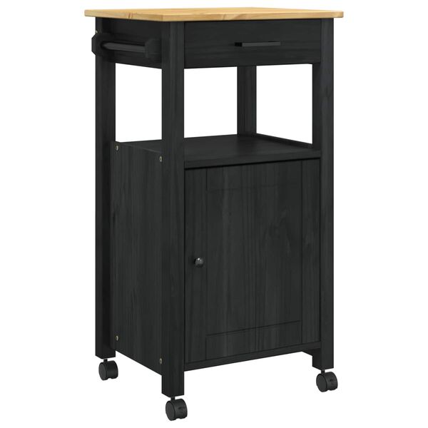 vidaXL K&uuml;chentrolley Schwarz 88,5 x 40 x 48 cm Massivholz Kiefer