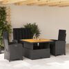 vidaXL 5-tlg. Garten-Essgruppe mit Kissen Schwarz Poly Rattan