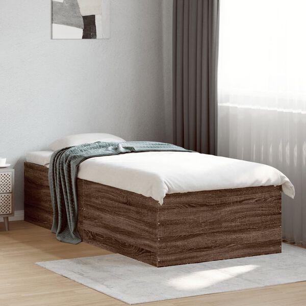 vidaXL Bettgestell Braun Eichen-Optik 75x190 cm Holzwerkstoff