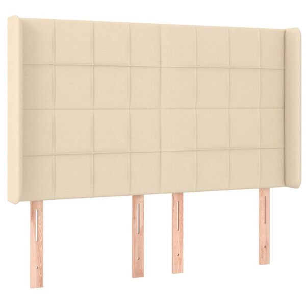 vidaXL Kopfteil mit Ohren Creme 147x16x118/128 cm Stoff