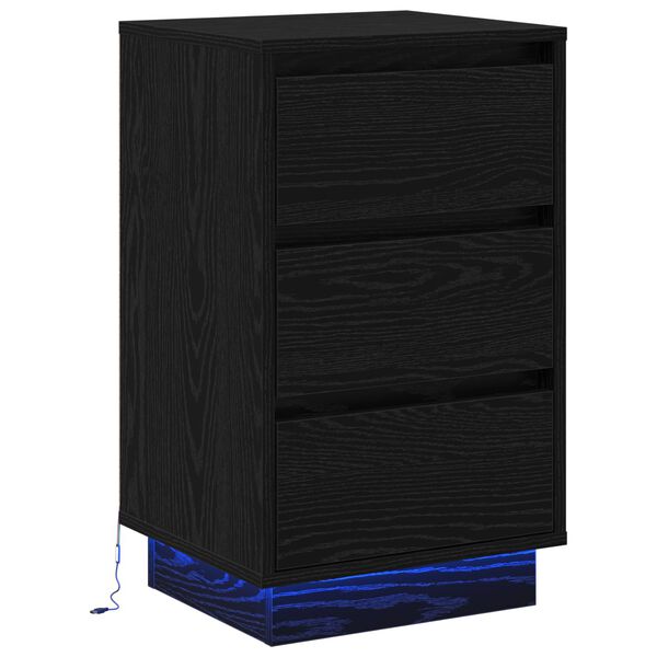 vidaXL Nachttisch Schwarz Eichen-Optik 39 x 34,5 x 65 cm Holzwerkstoff