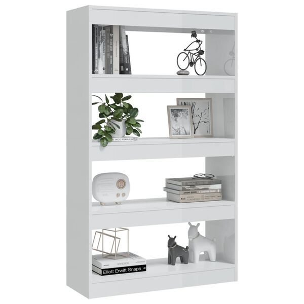 vidaXL B&uuml;cherregal/Raumteiler Hochglanz-Wei&szlig; 80x30x135cm Holzwerkstoff