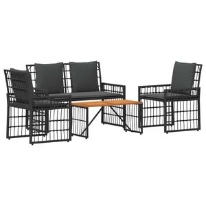vidaXL Gartenm&ouml;bel Set 4 pcs Schwarz und Dunkelgrau
