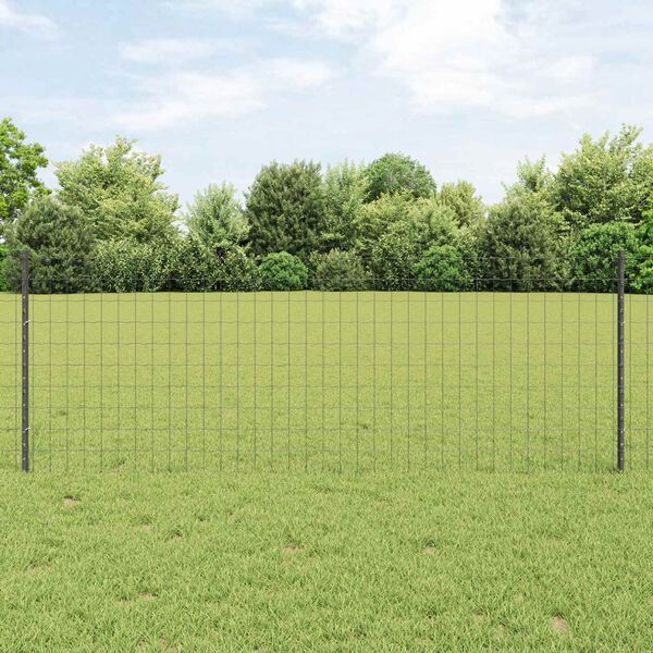 vidaXL Zaun mit Pfosten Grau 0,8 x 25 m Stahl