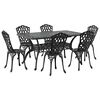 vidaXL Garten Essgruppe 7 stk. Schwarz Aluminium