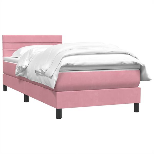 vidaXL Boxspringbett mit Matratze Rosa 100x210 cm Samt