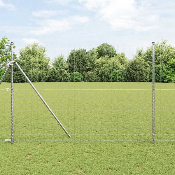 vidaXL Zaun mit Pfosten Silber 1,6 x 10 m Stahl und PVC