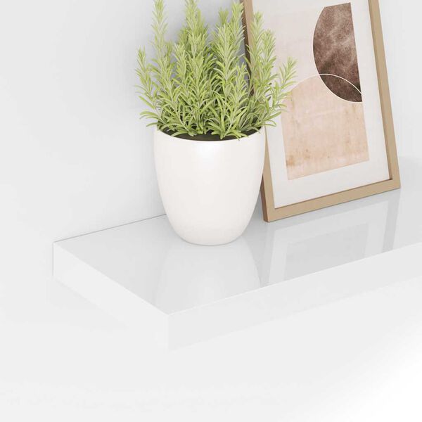 vidaXL Schweberegal Hochglanz-Wei&szlig; 50x23x3,8 cm MDF