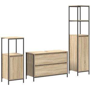 vidaXL Badezimmerm&ouml;bel-Set 3 stk. Sonoma-Eiche 90 x 34,5 x 60 cm