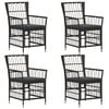 vidaXL Gartenst&uuml;hle 4 stk. Schwarz PE Rattan, Stahl und Polyesterstoff