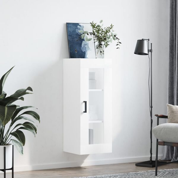 vidaXL Wandschrank Hochglanz-Wei&szlig; 34,5x34x90 cm
