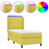vidaXL Boxspringbett mit Matratze & LED Gr&uuml;n 100x200 cm Stoff