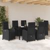 vidaXL Garten Essgruppe mit Kissen 7 pcs Schwarz Poly-Rattan