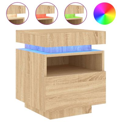 vidaXL Nachttisch mit LED-Leuchten Sonoma-Eiche 40x39x48,5 cm