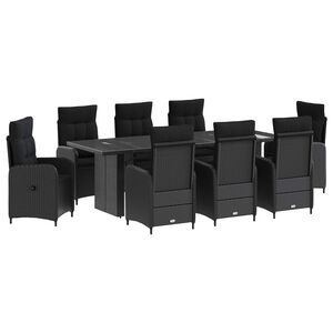 vidaXL Outdoortisch-Set 9 stk. Schwarz 240 x 90 x 75 cm Poly-Rattan