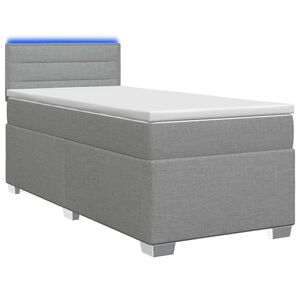 vidaXL Boxspringbett mit Matratze und LED Hellgrau Einzeln Stoff