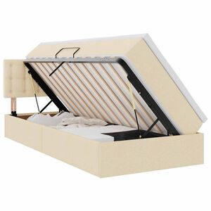 vidaXL Bett mit Stauraum und LED mit Matratze Creme 90 x 190 cm Stoff