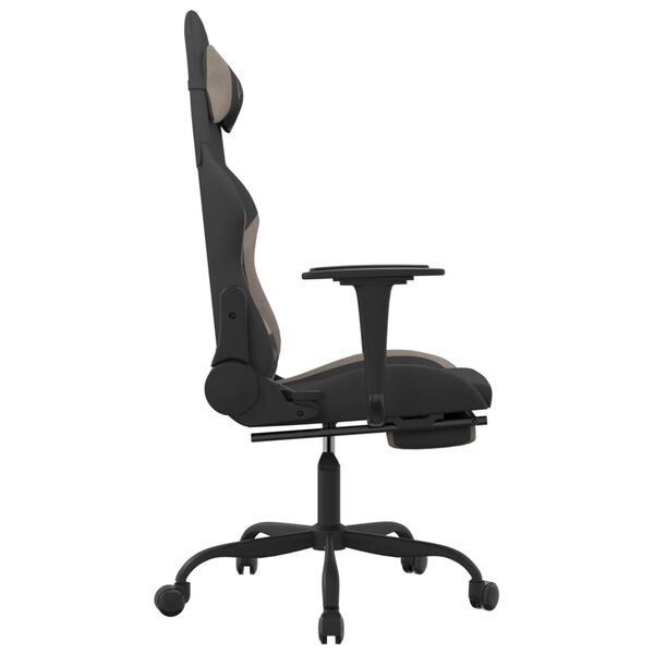 vidaXL Gaming-Stuhl mit Fu&szlig;st&uuml;tze Schwarz und Taupe Stoff
