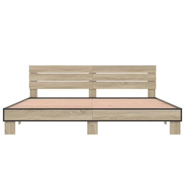 vidaXL Bettgestell Sonoma-Eiche 180x200 cm Holzwerkstoff und Metall