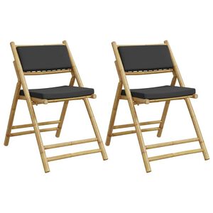 vidaXL Bistrost&uuml;hle 2 Stk. Klappbar mit Kissen Bambus