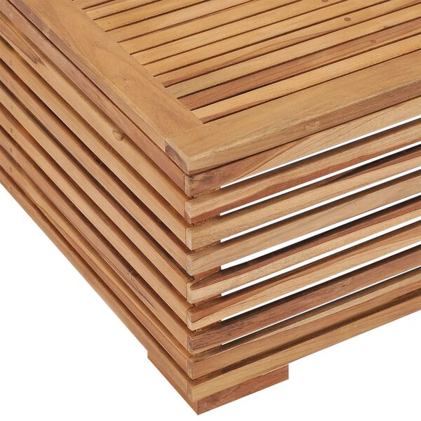 vidaXL Gartentisch und Fu&szlig;hocker Set mit Creme Kissen Teak Massivholz