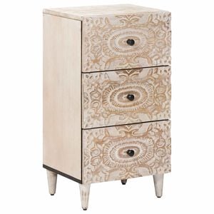 vidaXL Sideboard mit Speicher Wei&szlig; 40 x 33,5 x 75 cm Massivholz Mango