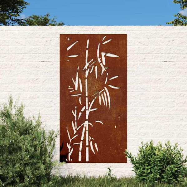 vidaXL Garten-Wanddeko 105x55 cm Cortenstahl Bambus-Design