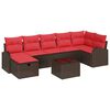 vidaXL Gartensofa-set mit Kissen mit Speicher 8 pcs Braun Poly-Rattan