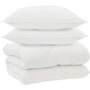 vidaXL Winterbettdecke mit Kissen 3 pcs Wei&szlig; Mikrofaser