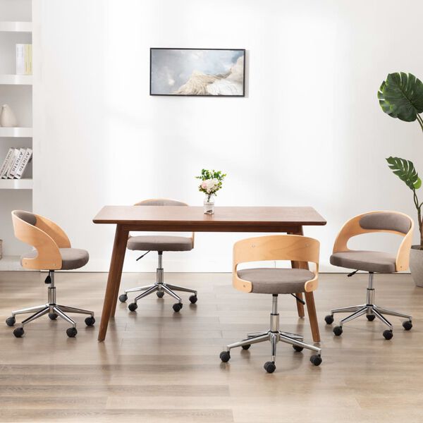 vidaXL Drehbare Esszimmerst&uuml;hle 4 Stk. Taupe Bugholz und Stoff