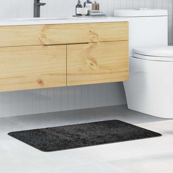 vidaXL Rutschfeste Badmatte Dunkelgrau 60 x 90 cm PP