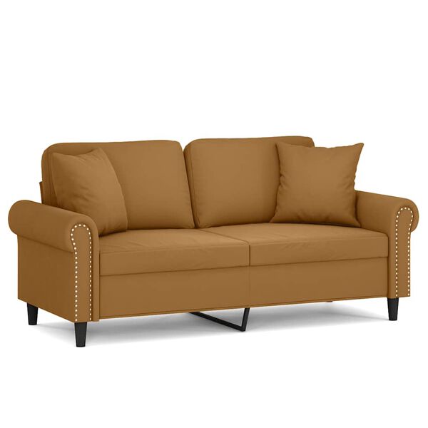 vidaXL 2-Sitzer-Sofa mit Zierkissen Braun 140 cm Samt