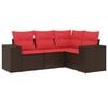 vidaXL 4-teiliges Gartensofa-Set mit Kissen, braun, Polyrattan