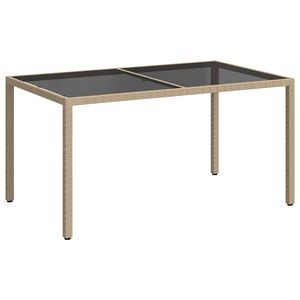 vidaXL Gartentisch 150x90x75 cm Geh&auml;rtetes Glas Poly Rattan Beige
