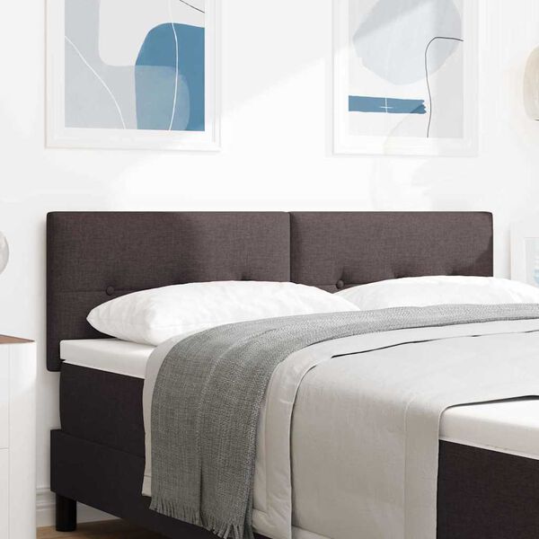 vidaXL LED Kopfteil mit LED-Lichtleisten Dunkelbraun 160 cm Polyester